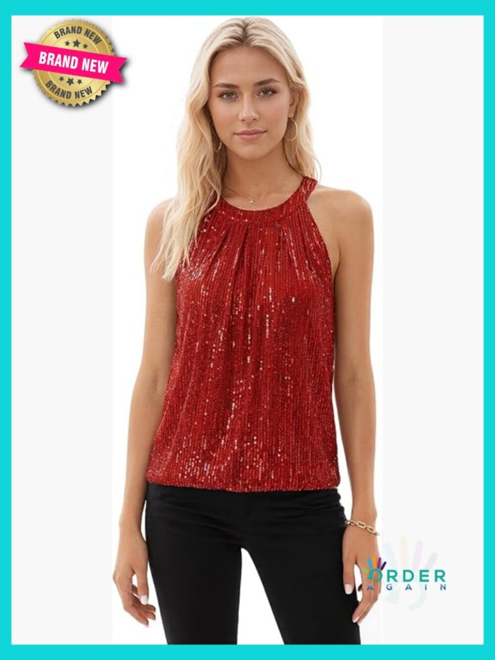 Sequin Halter Tank Top Sparkly Glitter Ruched Party Concert Outfit